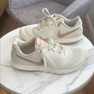 Nike Women's Beige and Pink Sneakers